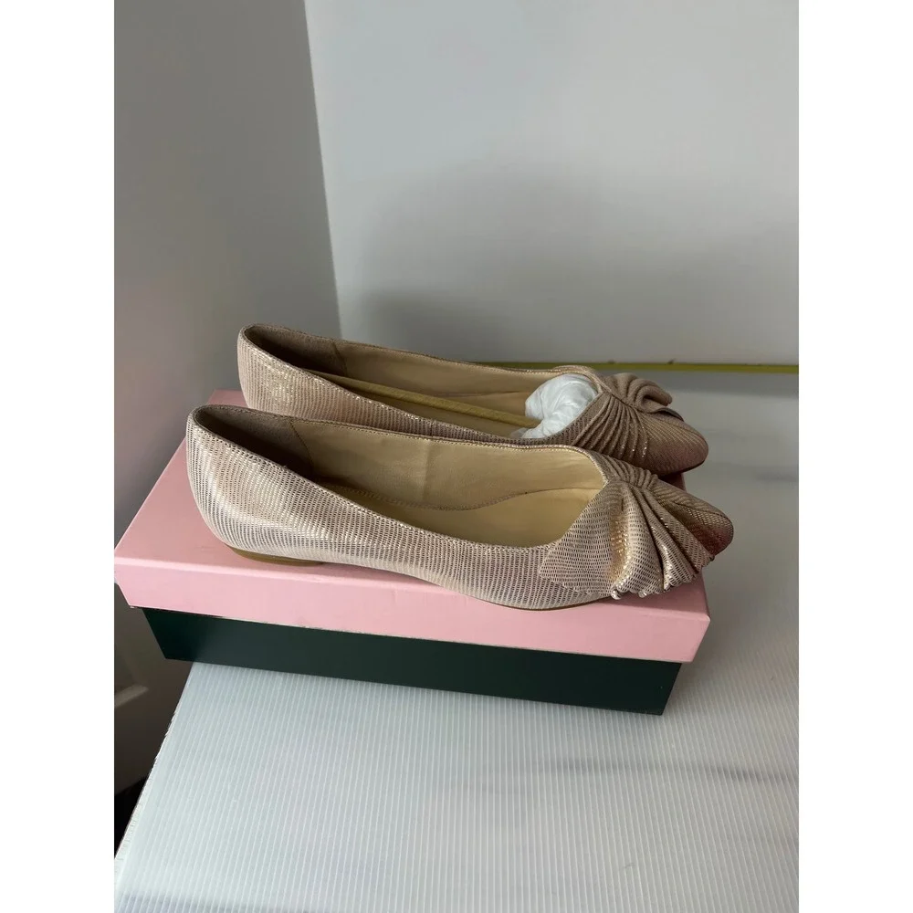 NIB- Kate Spade blush pink metallic tassel pointed-toe flats size 10